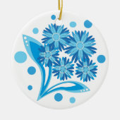 Original blaue Blumen Keramik Ornament (Vorne)