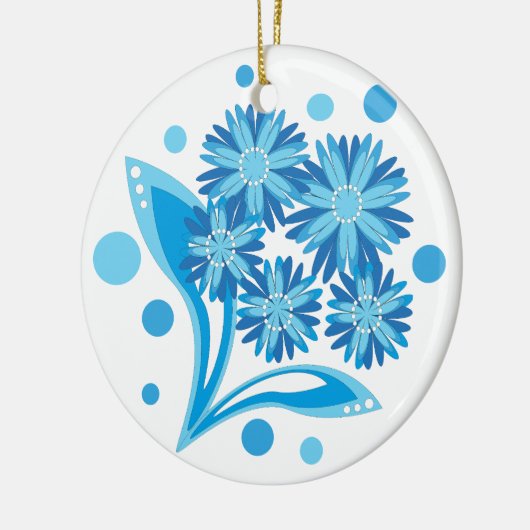 Original blaue Blumen Keramik Ornament (Links)