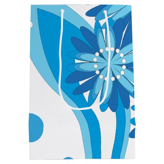 Original blaue Blumen Mittlere Geschenktüte (Rückseite)