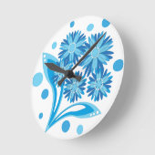 Original blaue Blumen Runde Wanduhr (Winkel)