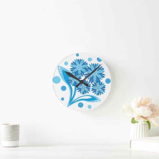 Original blaue Blumen Runde Wanduhr (Zuhause)