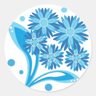 Original blaue Blumen Runder Aufkleber