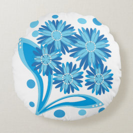 Original blaue Blumen Rundes Kissen