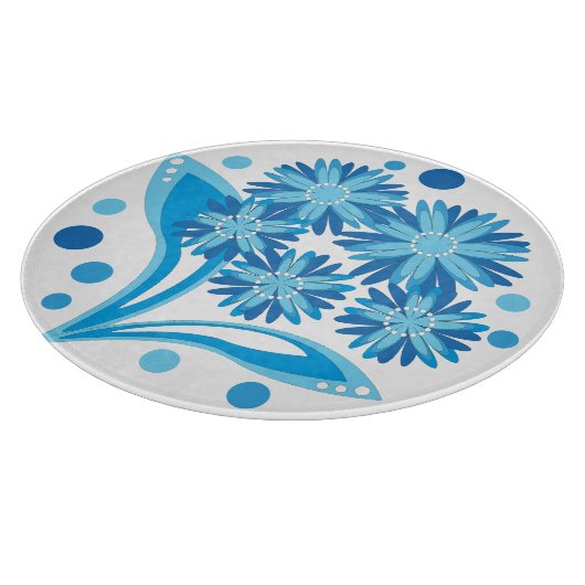 Original blaue Blumen Schneidebrett (Ecke)