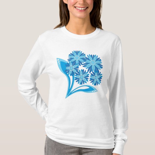 Original blaue Blumen T-Shirt (Vorderseite)