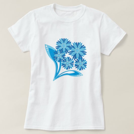 Original blaue Blumen T-Shirt (Design vorne)