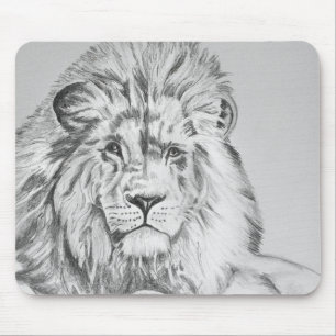 Original Bleistifskizze Zeichnend einer Löwe Mousepad