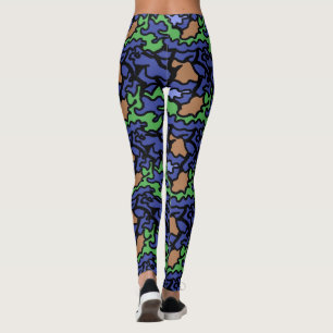 Original Blue Green Orange Muster Yoga-Leggings Leggings