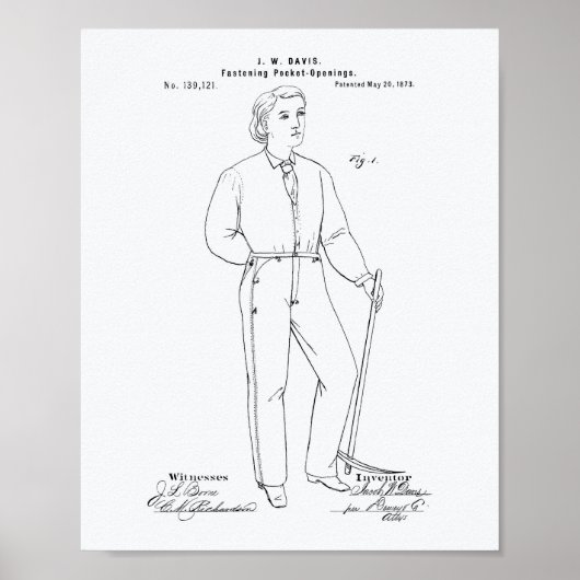 Original Blue Jeans 1873 Weißbuch zum Thema Patent Poster (Vorne)