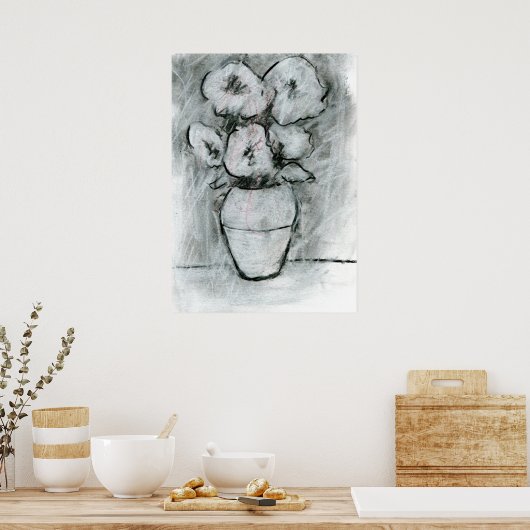 Original-Blume Zeichnend Poster (Küche)