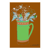 Original braune Blume in einem Tasse-Poster Poster (Vorderseite)