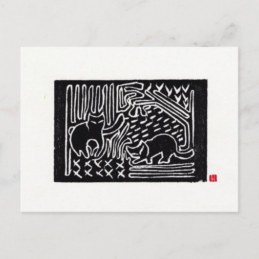 Original Cat Art Postcard Postkarte (Vorderseite)