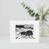 Original Cat Art Postcard Postkarte (Stehend Vorderseite)