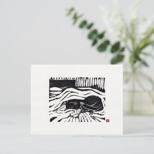 Original Cat Art Postcard Postkarte (Stehend Vorderseite)