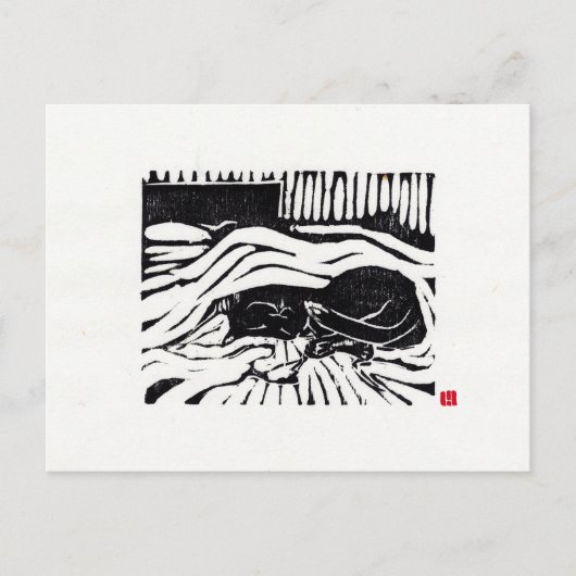 Original Cat Art Postcard Postkarte (Vorderseite)