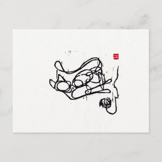 Original Cat Art Postcard Postkarte (Vorderseite)