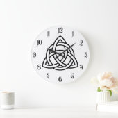 Original Celtic Triquetra Knot black icon Große Wanduhr (Zuhause)