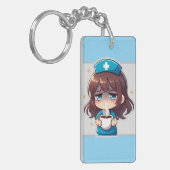 Original Chibi Krankenschwester - Kaffee mit Müdig Schlüsselanhänger (Vorderseite links)