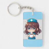 Original Chibi Krankenschwester - Kaffee mit Müdig Schlüsselanhänger (Vorderseite)