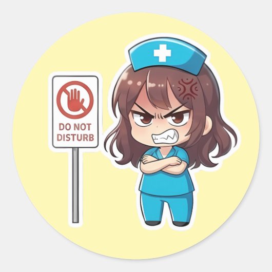 Original Chibi Nurse 2.0 - Focus Mode Runder Aufkleber (Vorderseite)