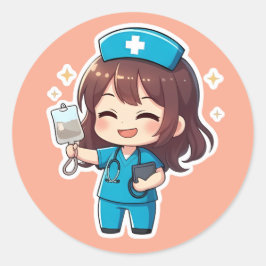 Original Chibi Nurse 2.0 - Healing Energy Runder Aufkleber