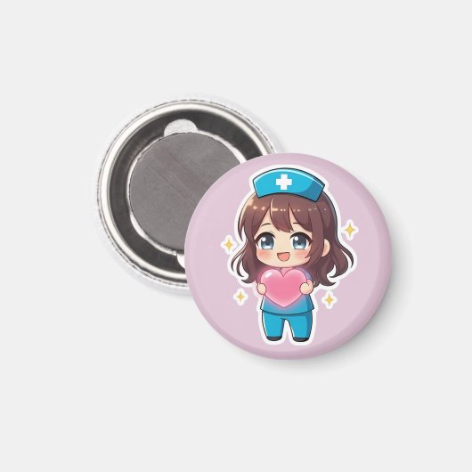 Original Chibi Nurse 2.0 - Heartfelt Care Magnet (Vorderseite/Rückseite)