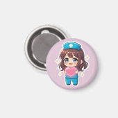 Original Chibi Nurse 2.0 - Herzliche Pflege Magnet (Vorderseite/Rückseite)