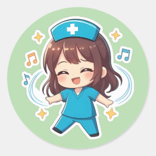 Original Chibi Nurse 2.0 - Puls der Freude Runder Aufkleber
