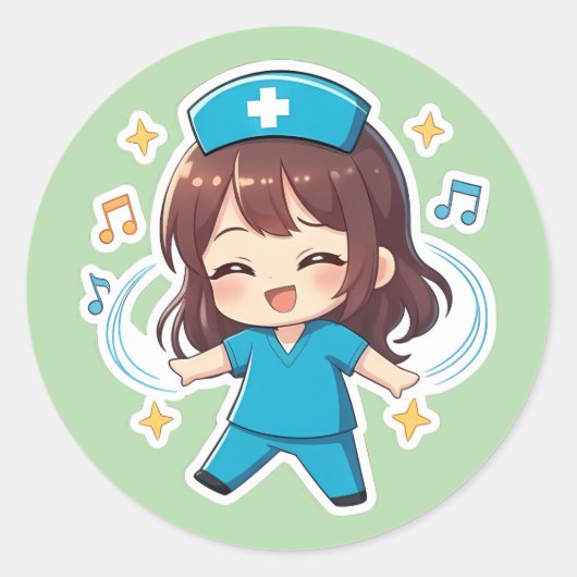 Original Chibi Nurse 2.0 - Pulse of Joy Runder Aufkleber (Vorderseite)