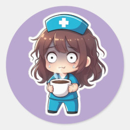 Original Chibi Nurse 2.0 - Totaler Burnout Runder Aufkleber
