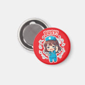 Original Chibi Nurse 3.0 - Beschäftigt Magnet (Vorderseite/Rückseite)