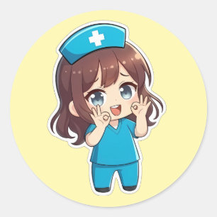 Original Chibi Nurse 3.0 - Okay Runder Aufkleber