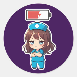 Original Chibi Nurse 3.0 - Powerless Runder Aufkleber