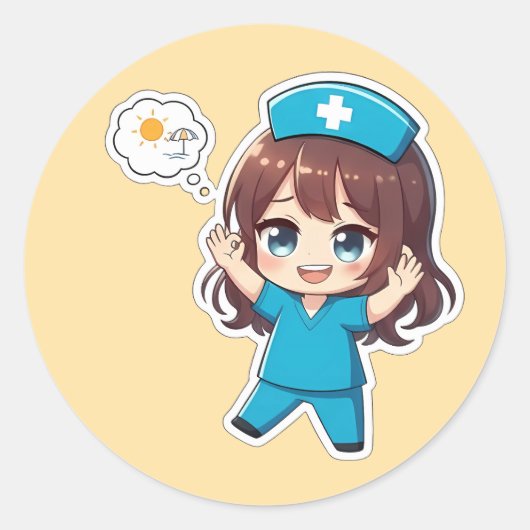Original Chibi Nurse 3.0 - Vacation Time Runder Aufkleber (Vorderseite)