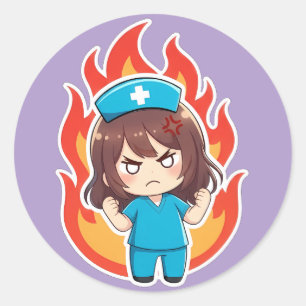 Original Chibi Nurse 3.0 - Verärgert Runder Aufkleber