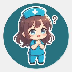 Original Chibi Nurse - Der Moment der Fragestellun Runder Aufkleber