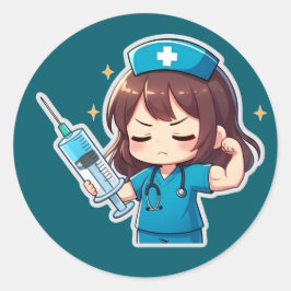 Original Chibi Nurse - Medical Power Runder Aufkleber