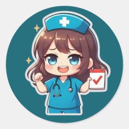 Original Chibi Nurse - Nursing Life Runder Aufkleber
