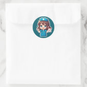 Original Chibi Nurse - Pflegerisches Leben Runder Aufkleber (Tasche)