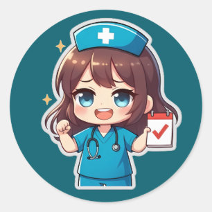 Original Chibi Nurse - Pflegerisches Leben Runder Aufkleber