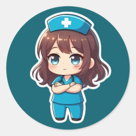 Original Chibi Nurse - Professional Calm Runder Aufkleber