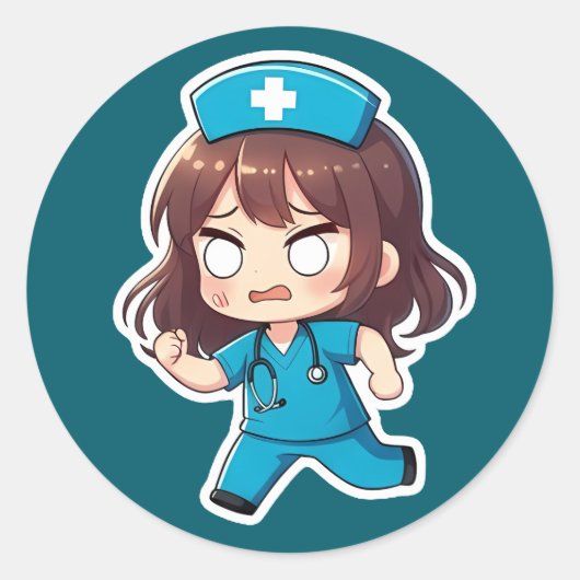 Original Chibi Nurse - The Hectic Shift Runder Aufkleber (Vorderseite)