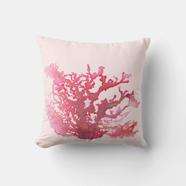 Original Coral Art rosa Kissen 16 Zoll x 16 Zoll (Vorderseite)