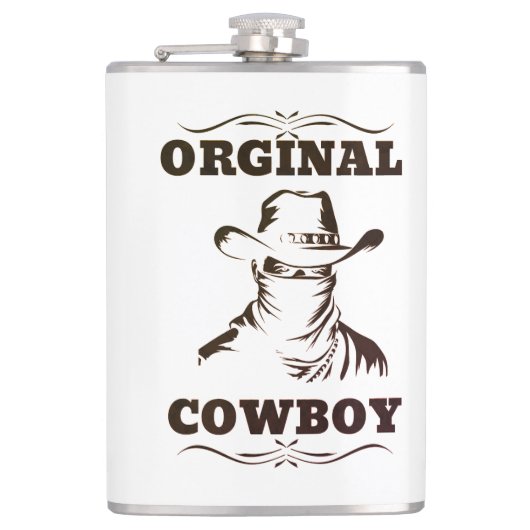 Original Cowboy Vinyl Wrapped Flask Flachmann (Vorderseite)