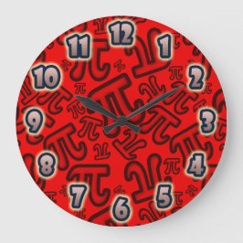 ORIGINAL Crazy Pi Numbers - Red CLOCK Große Wanduhr