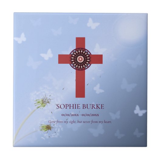 Original Cross-Design-Schmetterlinge Pet-Memorial Fliese (Vorderseite)