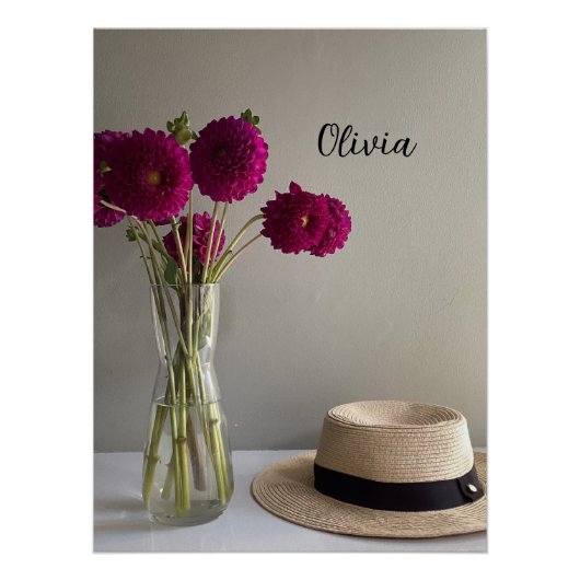 Original Dahlia Print mit Individuelle Name Poster (Vorderseite)