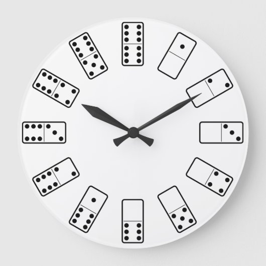 Original design black and white Domino symbols Große Wanduhr (Vorderseite)