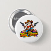 Original Design Westie Hund Cowboy Button (Vorne & Hinten)