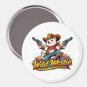 Original Design Westie Hund Cowboy Magnet (Vorderseite/Rückseite)